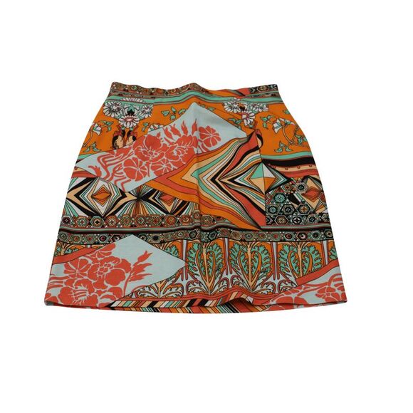 MSGM Floral-printed Mini Pencil Skirt in Orange Cotton